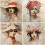 Tear Resistant Deco Print Paper Collage Lady 4'S