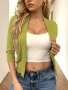 Solid Color Open Front Knit Cardigan Casual 3/4 Sleeve Top For Spring & Summer Women's Clothing