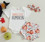 Mama’s Little Pumpkin Romper With Bloomer And Headband