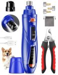 Dog Nail Grinder & Clipper 2-IN-1 Set - 25DB Ultra Quiet With 3 Grinding Wheels & 2 LED Lights Rechargeable For Large puppy Dogs