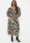 Plus Empire Line Balloon Sleeve Maxi Dress - Black & Neutral