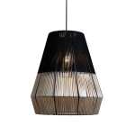 Tall Bell Rope Pendant Light Black Natural