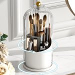 1PC Rotary Makeup Brush Storage Cylinder Dressing Table Pen Cylinder Lipstick Storage Rack Dust Proof Cosmetic Storage Box For C