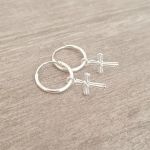 Victoria 925 Sterling Cross Hoop Earrings Size: 7X10MM On 12MM Hoops