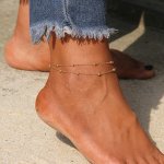1PC Double Layers Thin Chain Anklet Niche Design Metal Ankle Bracelet Foot Accessory Decoration
