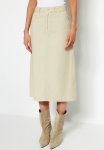 Denim Midi Skirt - Beige