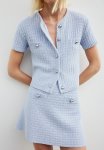 Textured-knit Skirt - Light Blue