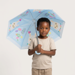 Kids Umbrella With Animal Print Design - Blue And Pink