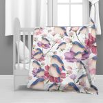 Birds On Floral Minky Blanket