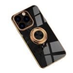 Gold Electroplated Phone Case With Magnetic Ring Holder For Iphone 14 Pro