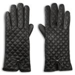 Black Quilted Pu Gloves