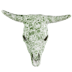 Ceramic Cow Skull Large - Forest Green Splatter & Matt White