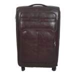 Smte Stylish Luggage Set Of 1 Pu Leather Travel Suitcase Dark Brown 65 Cm With Keychain