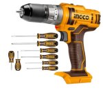Ingco - Lithium-ion Cordless Impact Drill 20V & Screwdriver Set 8 Pieces