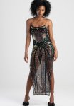 Sissy Boy One To Watch: Basic Glam Maxi Dress With Shaped Neckline - Black holographic