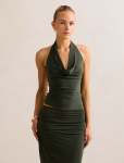 Della Cowl Halter Top - 16 Thyme Green Co-ord