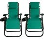 2 Piece Reclining Sun Loungers Folding Chairs Fabric Lounger Finish Colour - Black