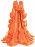 Molisa Womens Sexy Feather Bridal Robe Long Wedding Scarf Illusion Bathrobe Sleepwear Lingerie Robe Nightgown Orange XXL