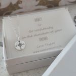 Cassie 925 Sterling Silver Compass Necklace Size: Dainty 10MM With Personalized Note