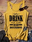Letter Print Crew Neck Tank Top Casual Sleeveless Top For Spring & Summer Women's Clothing