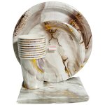 White Marble Gold Stain Paperplate Set 40PC