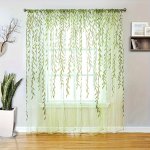 Country Rustic Leaf Pattern Sheer Curtain Single Panel Rod Pocket Hanging Lightweight All-season Polyester Drape For Bedroom And