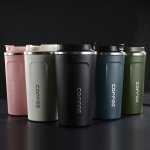 1PC Double Walled Stainless Steel Vacuum Travel Mug 510ML 17.2OZ Reusable Insulated Tumbler Cup For Coffee Tea