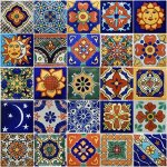 50-2X2-MIX 50 Hand Painted Decorative Talavera Mexican Tiles 2"X2