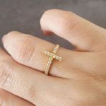 Serenity-gold Gold Plated 925 Sterling Silver Cz Cross Ring - Size 5
