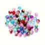 Colorful Crackle Glass Beads 20-50PCS 4-6-8-10MM Round Loose Spacer Beads For Jewelry Making Diy Bracelet Necklace Accessories