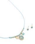 Goldair Gold Blue Cord Star Charm Necklace & Blue Diamante Earrings Set