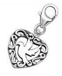 C28-C24584 - 925 Sterling Silver Dove Heart Charm Dangle