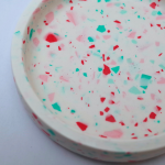 Eco-resin Round Terrazzo Trinket Tray - Pink Red & Turquoise