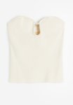 Bead-detail Tube Top - Cream