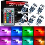 Cottonbell 194 W5W 168 Rgb T10 LED Light Bulb With Remote Control Atmosphere Lights For Car Interior map dome door license Plate