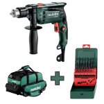 Metabo Impact Drill 650W Sbe 650 + Hss Drill Bit Box & Small Tool Bag