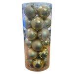 Plastic Christmas Decoration Balls Gold 24 Piece