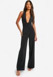 Plunge Wide Leg Jumpsuit - Black