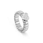 Extension Ring In Stainless Steel With Heart And Stones