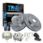 Trq Front Ceramic Brake Pads Rotors & Calipers W fluids For Toyota Lexus