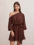 Samantha Tipped Draped MINI Dress - 16 Dark Chocolate Truffle