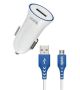 1 Port 2.1A Car Charger With Micro USB Cable - White