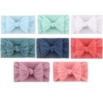 8-PIECE Baby Girls Headband Stretchy Nylon Soft Headband With Bowknot