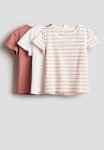 3-PACK Cotton Tops - Brick Red & White