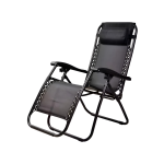 Foldable Heavy Duty Reclining Patio Chair Black