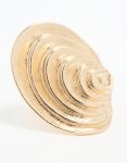 Goldair Gold Statement Oval Wave Ring - M l