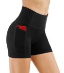 The Gym People High Waist Yoga Shorts For Women Tummy Control Fitness Athletic Workout Running Shorts With Deep Pockets Small Bl