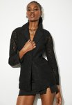 Co-ord Fitted Lace Blazer - Black