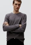 Slim Fit Waffled Jersey Top - Dark Grey