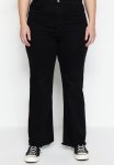 High Waist Dirty Tie Detailed Wide Leg Jeans - Black
